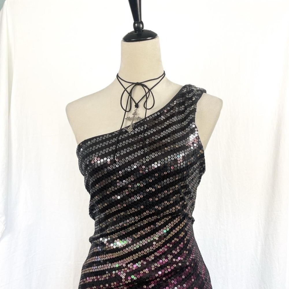 y2k express sequins one shoulder top